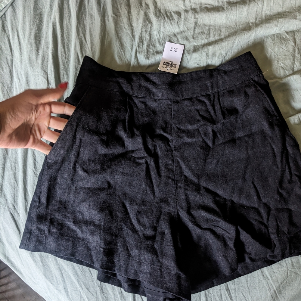 Abercrombie & Fitch Black Cotton Linen Shorts